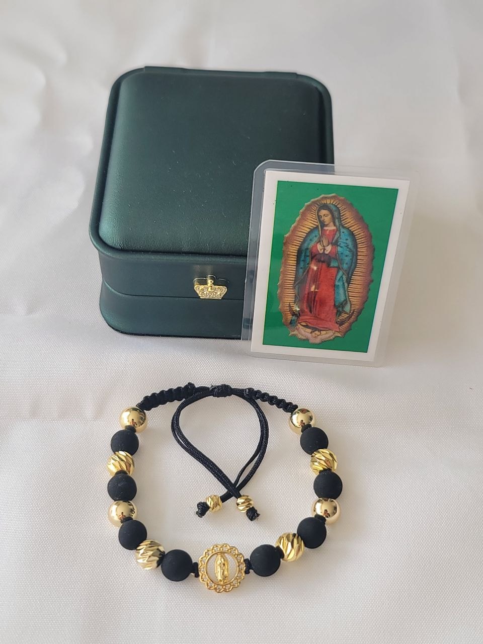 Manilla Virgen de Guadalupe 10 balines enchapada en oro